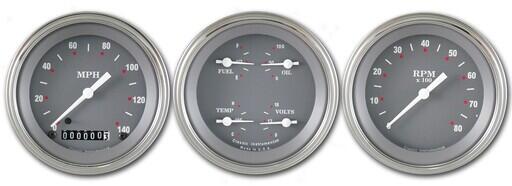 Silver Grey Series 3 3/8" Hastighetsmätare, Varvräknare & Quad