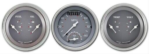 Silver Grey Series 3 3/8" Ultimate Speedometer & 2 Duals