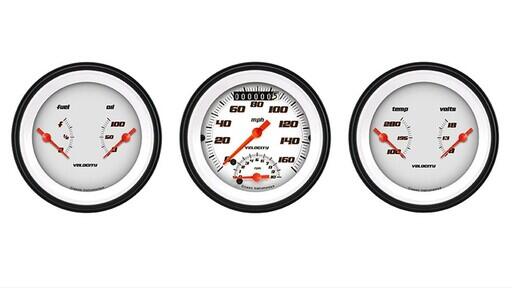 Velocity White 3 3/8" Ultimate Speedometer & 2 Duals
