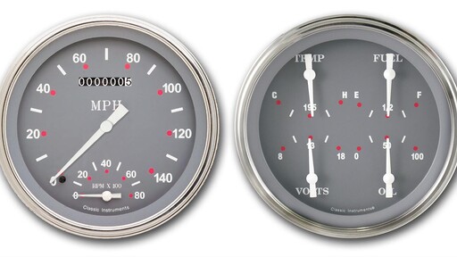 Silver Grey Series 4 5/8" Ultimate Speedometer & Quad