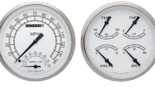 Classic White 4 5/8" Speedtachular Speedo/Tachometer