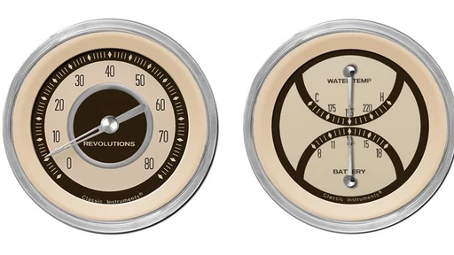 Nostalgia VT Series 3 3/8" Speedo, Tach, & 2 Duals