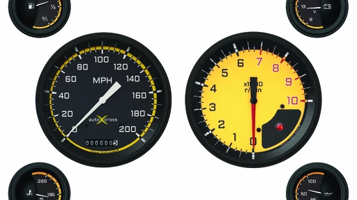 AutoCross Gul 4 5/8" Speedo Varvräknare 2 1/8" 4 mätare