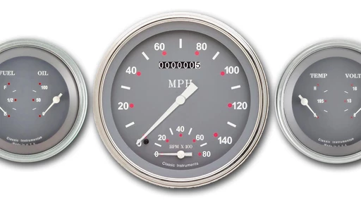 Silver Grey 4 5/8" Speedtachular Speedo/Tach & 2 Duals