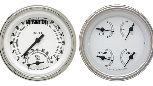 Classic White 3 3/8" Speedtachular Speedo/Tachometer