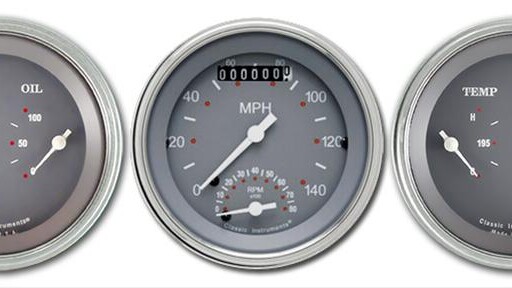 Silver Grey 3 3/8" Ultimate Speedometer & 2 Duals